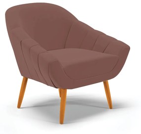 Poltrona Giovana Veludo Pés Palito Castanho - Indo Decorar - Rose