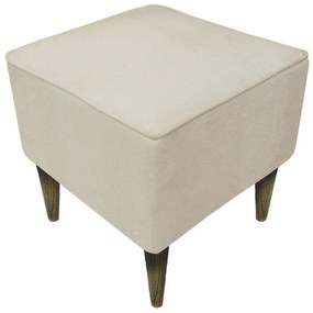 Puff Quadrado Milão Sigma em Suede com Pés Palito - Marfim