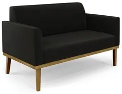 Sofá Namoradeira Base Madeira Castanho Maressa Suede Preto - Ibiza