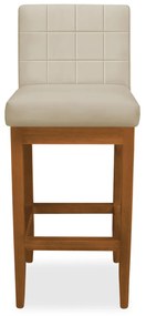 Banqueta Alta Sueli Base Madeira Maciça Estofada Suede Nude