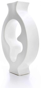 Vaso Decorativo em Cerâmica Vazado Branco 29x19 cm - D'Rossi