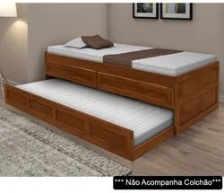 Bicama Solteiro Juvenil 2 Gavetas Bianca Castanho - Atraente Móveis