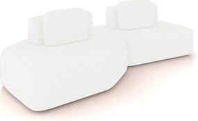 Sofá 2 Lugares Orgânico com Chaise e 1 Módulo Central Berlim Bouclê Off White K01 - D'Rossi