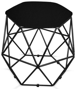 Puff Aramado Hexágono Decorativo Industrial Preto com Sintético Preto D03 - D'Rossi