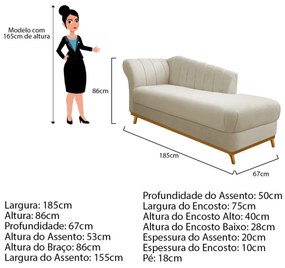 Diva Recamier Vanessa 185cm Lado Direito Linho - ADJ Decor
