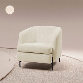 Poltrona Decorativa Sala de Estar Salem Pés Metálicos Bouclê Rústico Off White G92 - Gran Belo