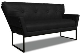 Sofá Namoradeira 2 Lug Industrial Pto Anitta Sintético PU D03 - D'Rossi - Preto