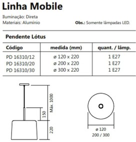 Pendente Mobile Ø12X22Cm 1Xe27 S/ Difusor C/ Haste De 15Cm | Usina 163... (BT - Branco Texturizado)