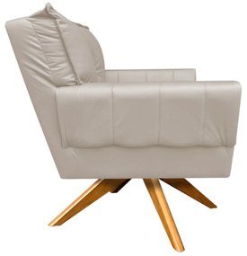 Kit 02 Poltronas Giratória  Anitta Corino Base Madeira MA30 D03 - D'Rossi - Bege