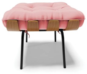 Puff Costela Suede Base Metálica Preto - D'Rossi - Rose
