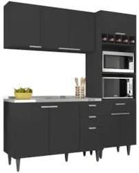 Armário de Cozinha CP02 Com Pia 120cm Pérola Z34 Preto      - Mpozenat