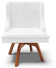 Kit 02 Cadeiras de Jantar Liz Corano Branco Base Giratória Madeira Mm35 D03 - D'Rossi