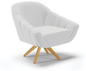 Poltrona Giratória Giovana Linho Base de Madeira MA30 D01 - D?Rossi - A05 Cinza