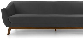 Sofá 3 Lugares Odeon D07 230cm Base Madeira Veludo Cinza - D'Rossi