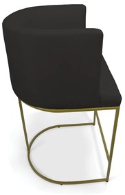 Banqueta Paola Linho Preto A79 Base Metálica Dourada