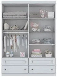 Guarda Roupa Infantil 4 Portas 4 Gavetas Americano Branco - Henn