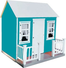 Casinha de Brinquedo com Cercado e Cortinas Azul/Branco L12 - Gran Belo
