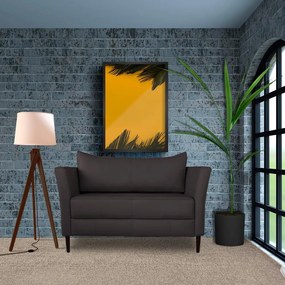 Sofá 2 Lugares Decorativo Sala de Estar 120cm Pés Palito Lubbock Couro Marrom G58 - Gran Belo