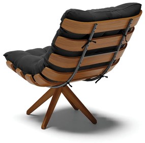 Poltrona Giratoria Costela Kit 2 Suede Base de Madeira MA30 M11 - D'Rossi - Preto