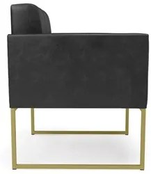 Poltrona Base Industrial Dourado Kit 2 Ana Sintético PU Preto - Ibiza
