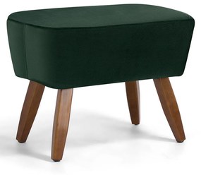 Puff Decorativo Sala de Estar Pés de Madeira Naomi Veludo Verde G15 - Gran Belo