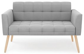 Sofá Namoradeira Elisa Suede Cinza Pés Palito Natural - D'Rossi