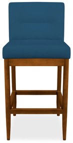 Kit 2 Banquetas Valencia Base de Madeira Maciça Veludo Azul Marinho