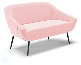 Namoradeira 02 Lugares Giovana Suede Pés Palito de Ferro - D'Rossi - Rosa Bebê