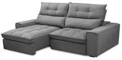 Sofá Retrátil Reclinável 3 Lugares 210cm Damy F05 Veludo Cinza - Mpoze