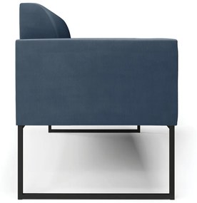 Sofá Namoradeira Base Industrial Preto Marisa Suede D03 - D'Rossi - Azul Marinho