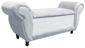 Recamier com Baú Itália Namoradeira Calçadeira Suede Cinza - D'Rossi