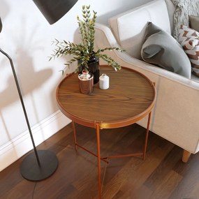 Mesa Lateral Nezuko 71cm Base Cobre Tampo Freijó G29 - Gran Belo