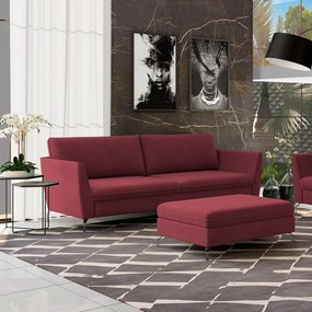 Sofá Decorativo Sala de Estar 190cm Olívia Suede Bordô G52 - Gran Belo