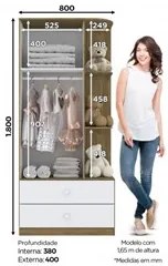 Guarda Roupa Infantil 2 Portas Com Cantoneira Labirinto Rústico/Branco