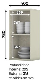 Armário Aéreo Cozinha 1 Porta 40 cm