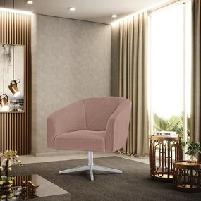 Poltrona Decorativa Base Giratória Cromada Stella Bouclê D03 - D'Rossi - Rose