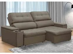 Sofá Retrátil Reclinável 3 Lugares 230cm Ginevra F05 Veludo Castor - M