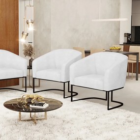 Cadeira Sala de Jantar Industrial Preto kit 2 Stella Sintético PU D03 - D'Rossi - Branco