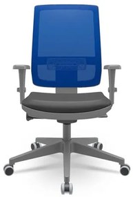 Cadeira Brizza Diretor Grafite Tela Azul Assento Vinil Preto Autocompensador Piramidal - 66157 Sun House