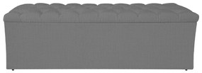 Calçadeira Estofada Liverpool 160 cm Queen Size Linho Chumbo - ADJ Decor