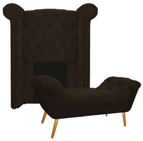 Kit Cabeceira e Calçadeira Veneza 100 cm Solteiro Corano Marrom - ADJ Decor
