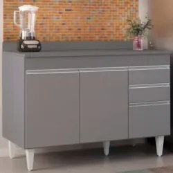 Balcão de Cozinha Para Pia Com Tampo 120cm Michigan Cinza - Lumil