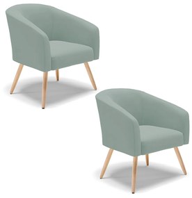 Poltrona Decorativa Pé Palito Natural Kit 2 Stella Cotelê Ext/Veludo D03 - D'Rossi - Menta