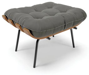Puff Costela Suede Base Metálica Preto - D'Rossi - Grafite