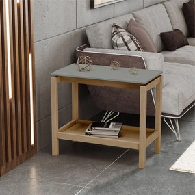 Mesa Lateral Dieter Tampo MDF Freijó/Verde Acinzentado G74 - Gran Belo