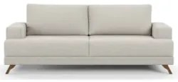 Sofá 3 Lugares 200cm Living Pés Curvos Santi D05 Boucle Creme - Mpozen
