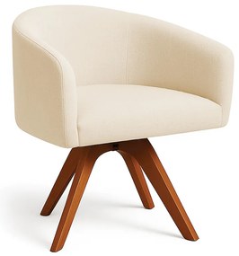 Poltrona Sala Base Giratória Madeira Arielle Linho Bege D03 - D'Rossi