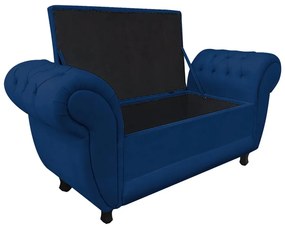 Recamier Baú Londres 1,20 m Suede Azul Marinho D'Rossi