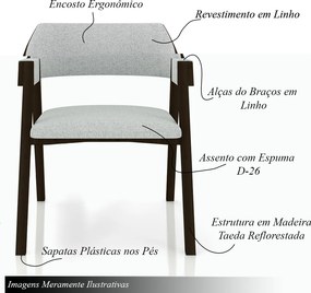 Kit 3 Cadeiras Sala de Jantar e Jogos Carteados Madeira Maciça Poker Linho Cinza/Capuccino G42 - Gran Belo