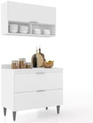 Armário de Cozinha Com Tampo CP01 100cm Pérola Branco Z34      - Mpoze